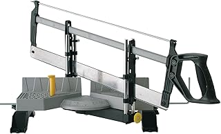 STANLEY 1-20-800 Scie À Onglet Articulée - Coupe Nette et Précise - Largeur: 45° = 103mm, 90° = 165mm / Epaisseur = 114 mm - Poignée en Elastomère - Livrée avec Scie À Dos 560mm