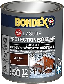 BONDEX - Lasure Bois Protection Extrême - Anti-UV/Humidité - Haute Résistance - Séchage Rapide - 1L - Chêne Foncé